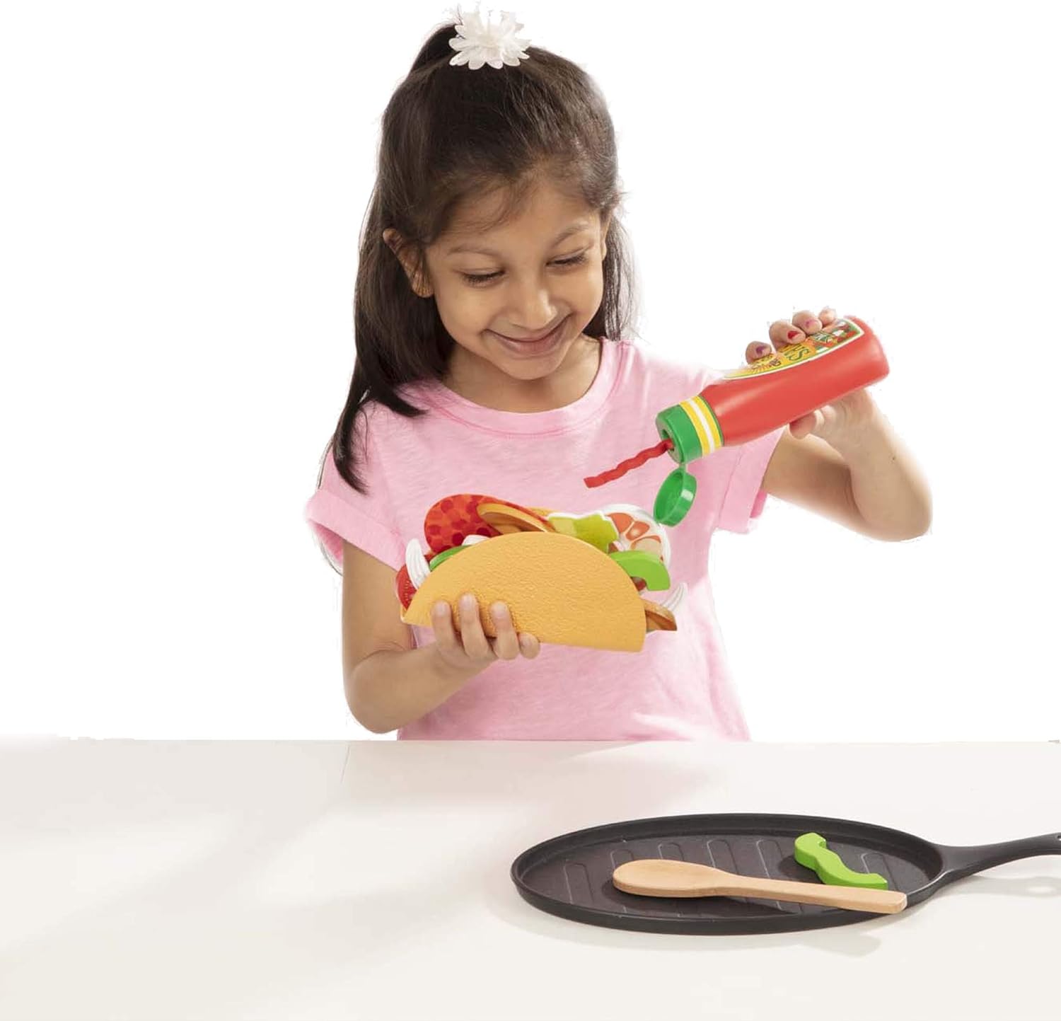 Melissa & Doug Fill & Fold Taco & Tortilla Set | Kitchen accessories | Role play | Toys for 2 year old boy | Toy kitchen | Play Food | Toy food | Pretend Play | Age +3 years | Gift for Boy or Girl Single Fill and Fold Taco