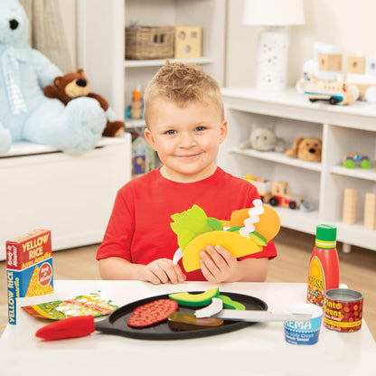Melissa & Doug Fill & Fold Taco & Tortilla Set | Kitchen accessories | Role play | Toys for 2 year old boy | Toy kitchen | Play Food | Toy food | Pretend Play | Age +3 years | Gift for Boy or Girl Single Fill and Fold Taco