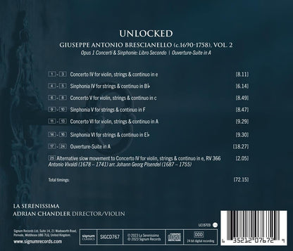 Unlocked: Brescianello: Opus 1: Libro Secondo/Orchestral Suite in A - Volume 2