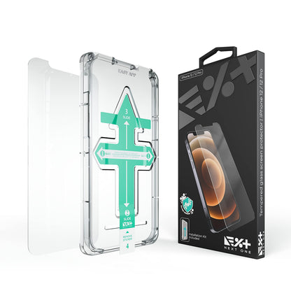 NEXT ONE Tempered Screen protector For iPhone 12/12 Pro with Easy Install Kit, Scratch-Resistant Tempered Glass, Case-Friendly, HD Clear, 9H Hardness, Cleaning Kit Tempered Glass iPhone 12/12 Pro