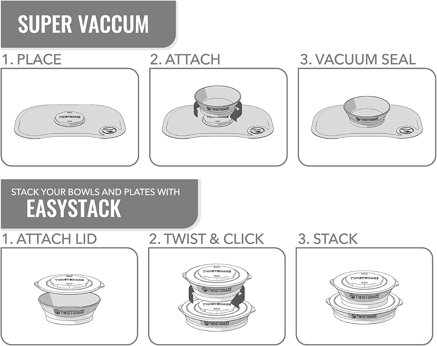 Twistshake Click Mat Kinderservies set - Placemats voor Kinderen 38x25 cm + Peuterborden met Deksel, Babyvoeding Tafelset voor Keuken Eettafel, BPA-Vrij, 6 Maanden+, Pastelroze