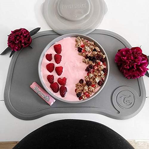 Twistshake Click Mat Kinderservies set - Placemats voor Kinderen 38x25 cm + Peuterborden met Deksel, Babyvoeding Tafelset voor Keuken Eettafel, BPA-Vrij, 6 Maanden+, Pastelroze