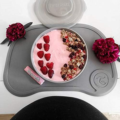 Twistshake Click Mat Kinderservies set - Placemats voor Kinderen 38x25 cm + Peuterborden met Deksel, Babyvoeding Tafelset voor Keuken Eettafel, BPA-Vrij, 6 Maanden+, Pastelroze