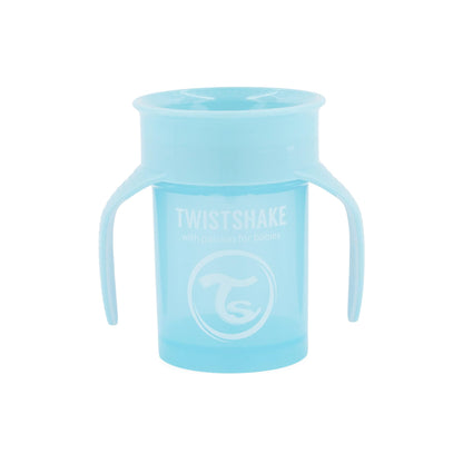 Twistshake 360 Cup Leak-Proof Sippy Cup 230 ml, Toddler Trainer Cup with 360° Drinking Rim, Ergonomic Learning Cup, from 6 Months, BPA Free, Pastel Blue