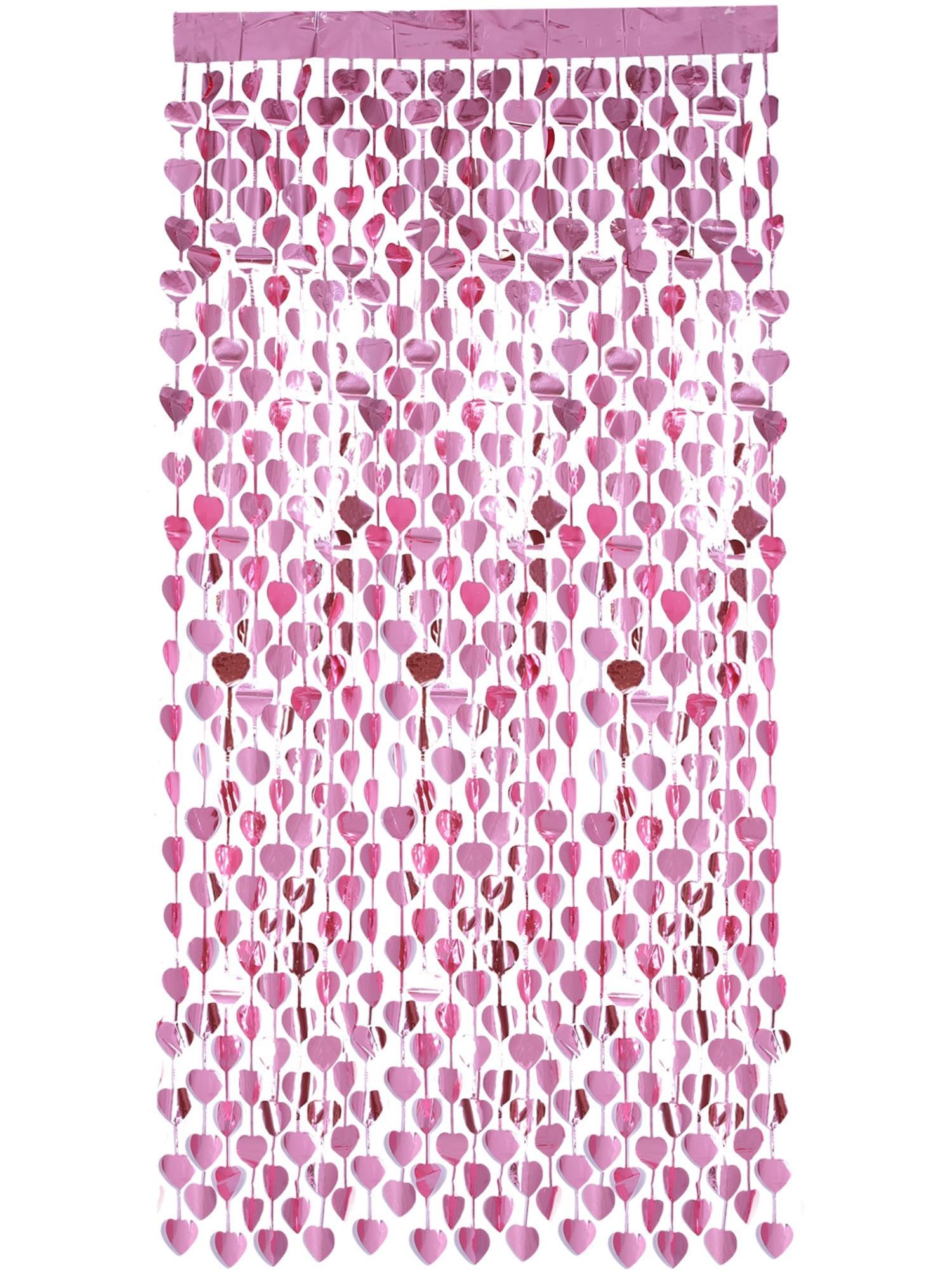 Smiffys Heart Foil Curtain Backdrop, Pink 190x91cm/ 74x36in, Party & Carnival Fancy Dress, Party Dress Up Party Goods