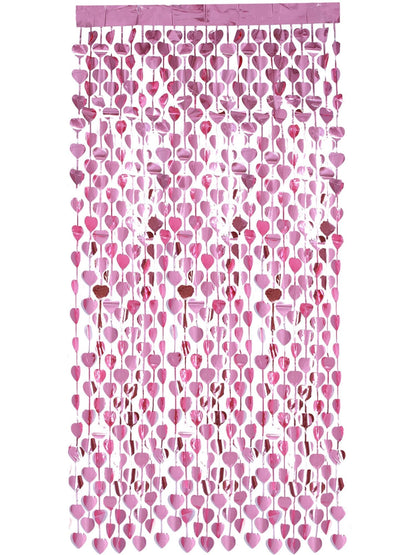 Smiffys Heart Foil Curtain Backdrop, Pink 190x91cm/ 74x36in, Party & Carnival Fancy Dress, Party Dress Up Party Goods