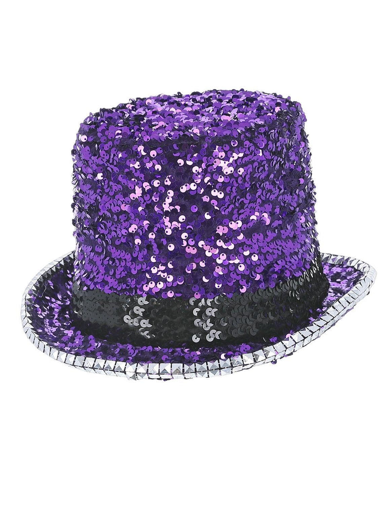 Smiffys Fever Deluxe Felt & Sequin Top Hat, Purple