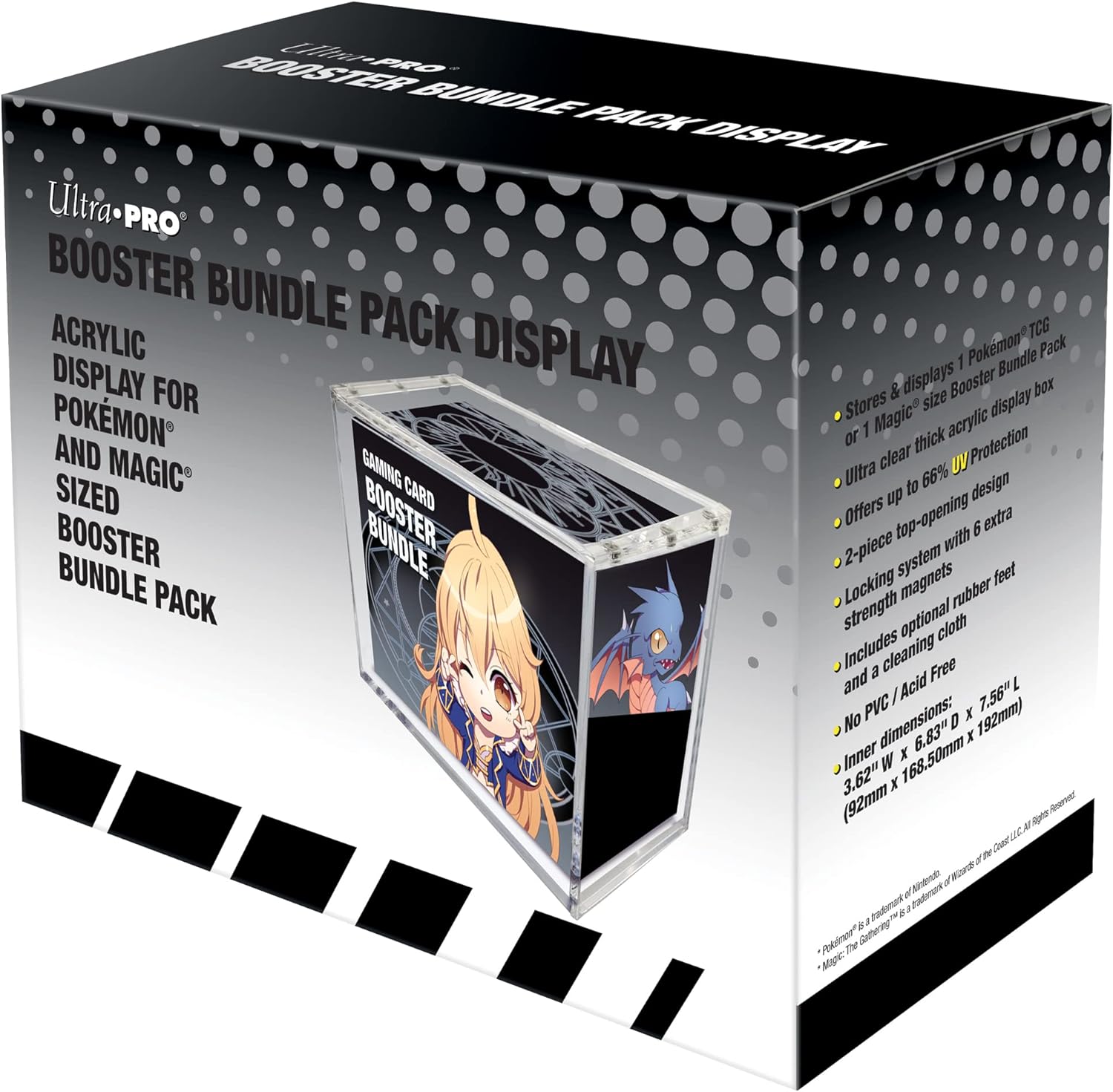 Ultra PRO - Acrylic Display Box for Pokémon and Magic Sized Booster Bundle Pack - Protect Your Collectible Cards, and Gaming Cards in Original in Box Condition (3.62" W x 6.83" D x 7.56" L