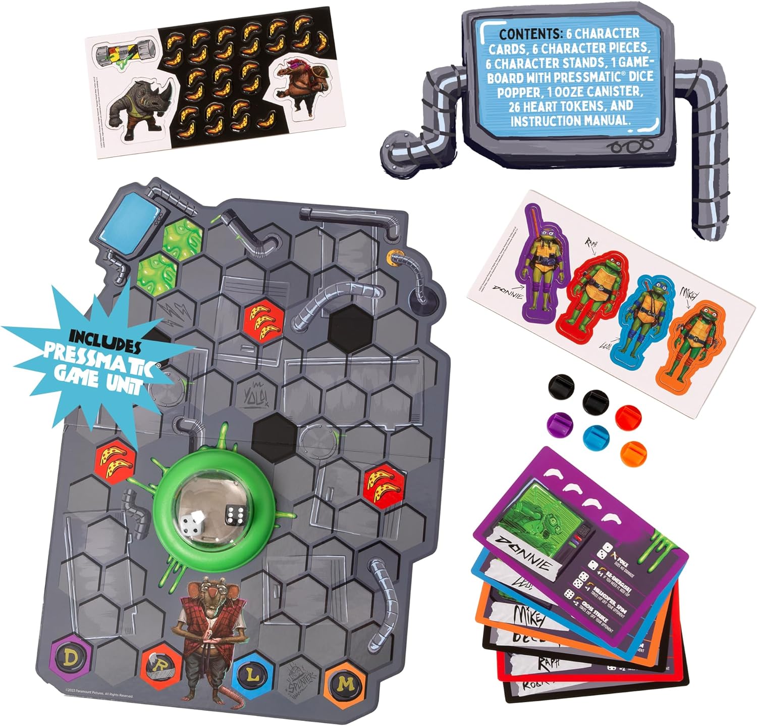 IDEAL | Teenage Mutant Ninja Turtles: Sewer Battle Pressmatic Game | Family Games | For 2-7 Players | Ages 4+
