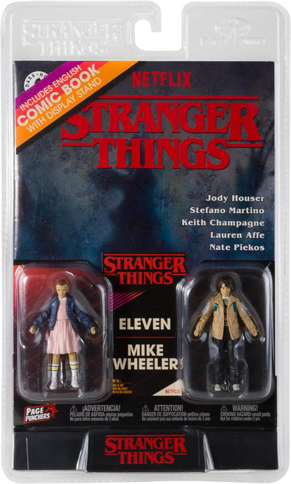 McFarlane Toys - Stranger Things Page Punchers, 2 Unidades, Figuras de acción de Eleven y Mike Wheeler de 3 Pulgadas con cómic
