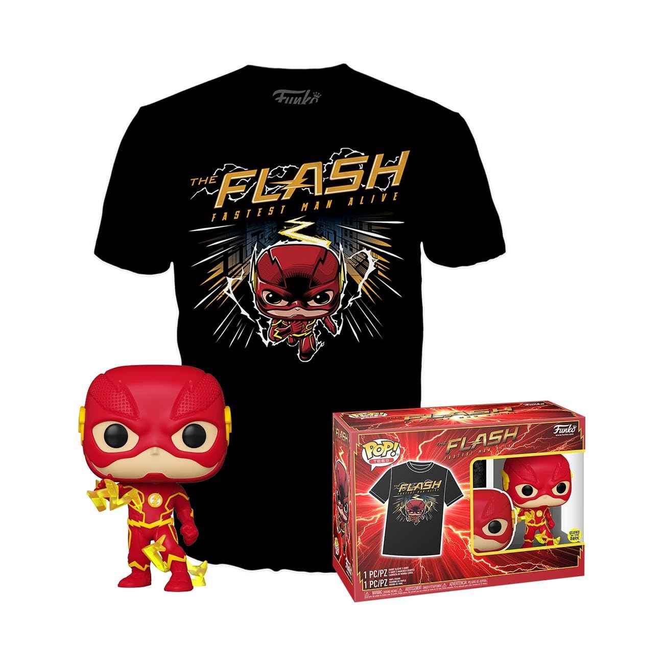 Funko POP! & Tee: DC - the Flash - Medium - DC Comics - T-Shirt - Clothes With Collectable Vinyl Figure - Gift Idea - Toys and Short Sleeve Top for Adults Unisex Men and Women - Official Merchandise