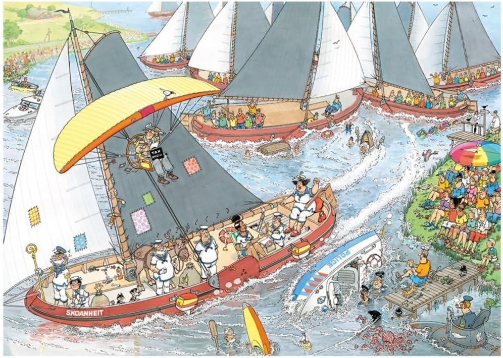Jumbo Spiele 1110100037 Jan Van Haasteren Der Käsemarkt + Die Segelregatta 2x1000 Teile Puzzle