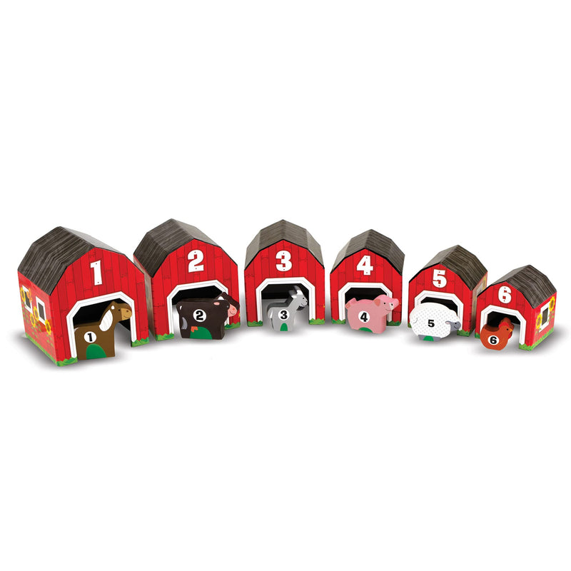 Melissa & Doug Wooden Nesting & Sorting Barns & Animals Toy | Developmental Toys | 3+ | Gift for Boy or Girl