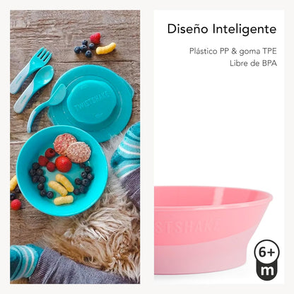 Twistshake Peuterkommen met Afdichtende Deksel en siliconen ring Zelfvoeding, Voedselbakje voor baby kinderen en peuter, Gemakkelijk te Reinigen, BPA-Vrij, 6 Maanden+, Wit