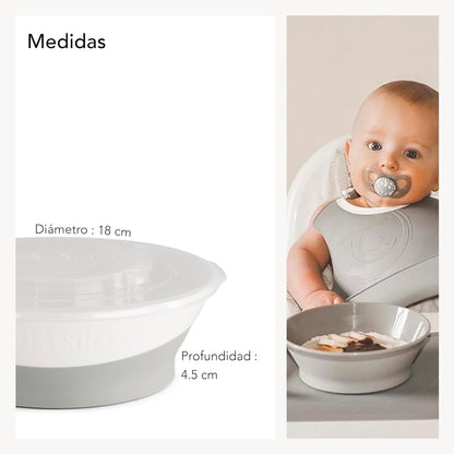 Twistshake Peuterkommen met Afdichtende Deksel en siliconen ring Zelfvoeding, Voedselbakje voor baby kinderen en peuter, Gemakkelijk te Reinigen, BPA-Vrij, 6 Maanden+, Wit