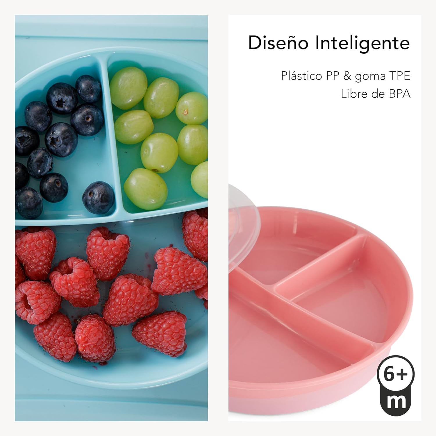 Twistshake Baby Plate with Airtight Lid | Divided Plates for Children | BPA-Free Baby Weaning Plate | 3 Parts Food Training Plate | 6 Month+ Baby Feeding Plate | Newborn Essentials | Pastel Blue