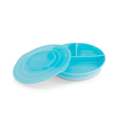 Twistshake Baby Plate with Airtight Lid | Divided Plates for Children | BPA-Free Baby Weaning Plate | 3 Parts Food Training Plate | 6 Month+ Baby Feeding Plate | Newborn Essentials | Pastel Blue