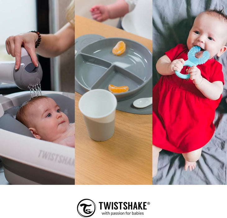 Twistshake Baby Plate with Airtight Lid | Divided Plates for Children | BPA-Free Baby Weaning Plate | 3 Parts Food Training Plate | 6 Month+ Baby Feeding Plate | Newborn Essentials | Pastel Blue