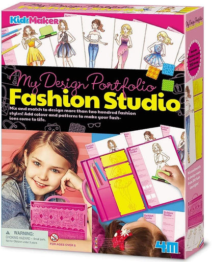 4M | My Design Portfolio Fashion Studio | Design & Draw Your Own Fabulous Designs with the Tools supplied | Creative Arts and Crafts for Kids 5+
