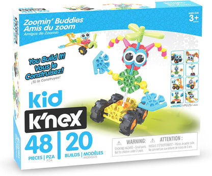 Kid K'NEX | Zoomin' Buddies 20 Model | Kids Craft Set with 48 Pieces | Educational Toys for Kids, Fun and Colourful Building Toys for Boys and Girls, Construction Toys Ages 3+ | Basic Fun 85053