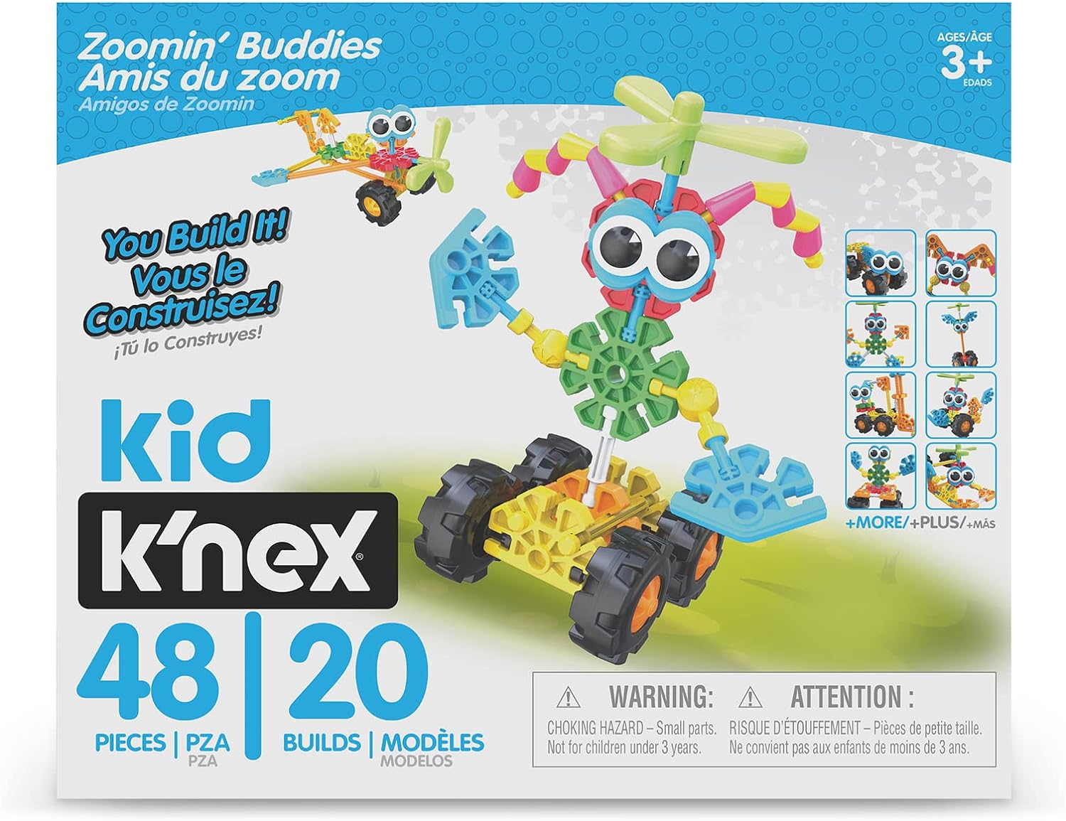 Kid K'NEX | Zoomin' Buddies 20 Model | Kids Craft Set with 48 Pieces | Educational Toys for Kids, Fun and Colourful Building Toys for Boys and Girls, Construction Toys Ages 3+ | Basic Fun 85053