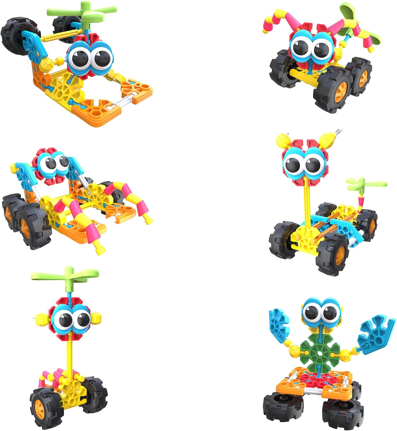 Kid K'NEX | Zoomin' Buddies 20 Model | Kids Craft Set with 48 Pieces | Educational Toys for Kids, Fun and Colourful Building Toys for Boys and Girls, Construction Toys Ages 3+ | Basic Fun 85053
