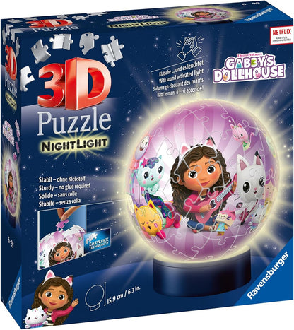 Ravensburger - Puzzle 3D Niños Lampara De Noche Gabby's Dollhouse Led | Puzzles 3D para Niños De 6 Años O Más | Maquetas para Montar De 72 Piezas | Regalo Niño 6 Años O Más