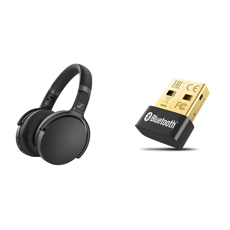 Sennheiser HD 450BT Wireless Headphones, with active noise cancellation, Black & TP-Link Nano USB Bluetooth 4.0 Adapter for PC Laptop Desktop Computer