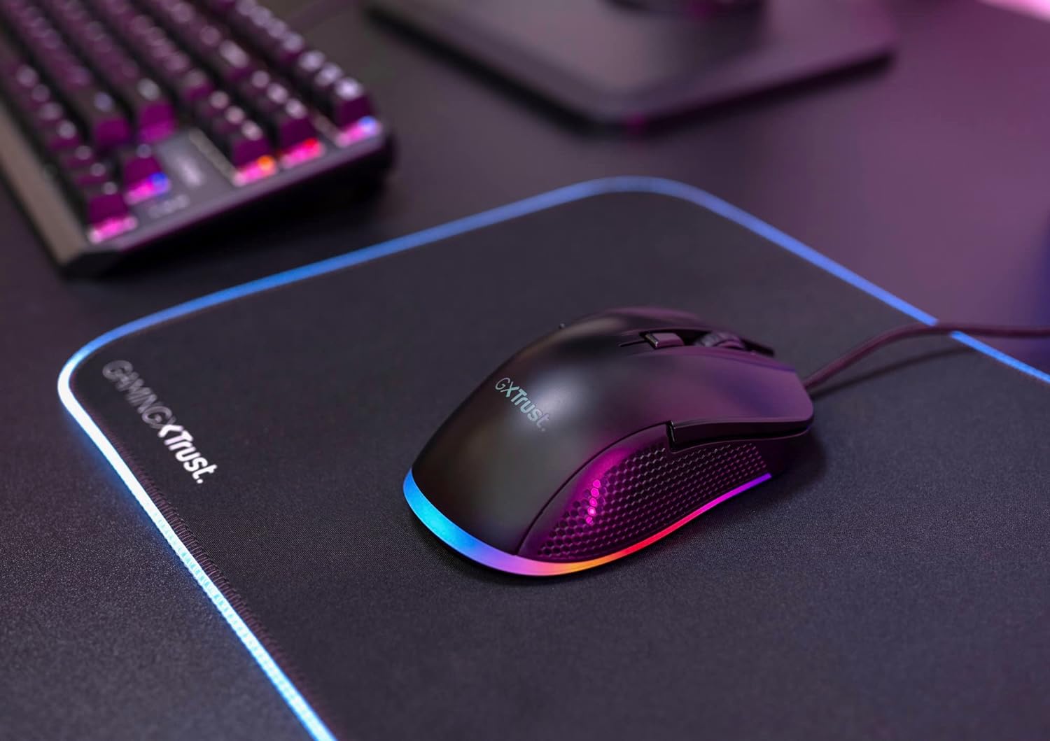 Trust Gaming GXT 922 Ybar Gaming Mouse, 68% Recycled Materials, 200-7200 DPI, 6 Programmable Buttons, 2.1 m Braided USB Cable, Advanced Software, RGB Computer Mouse for PC, Laptop, Windows - Black Wired Black