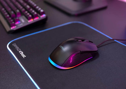 Trust Gaming GXT 922 Ybar Gaming Mouse, 68% Recycled Materials, 200-7200 DPI, 6 Programmable Buttons, 2.1 m Braided USB Cable, Advanced Software, RGB Computer Mouse for PC, Laptop, Windows - Black Wired Black