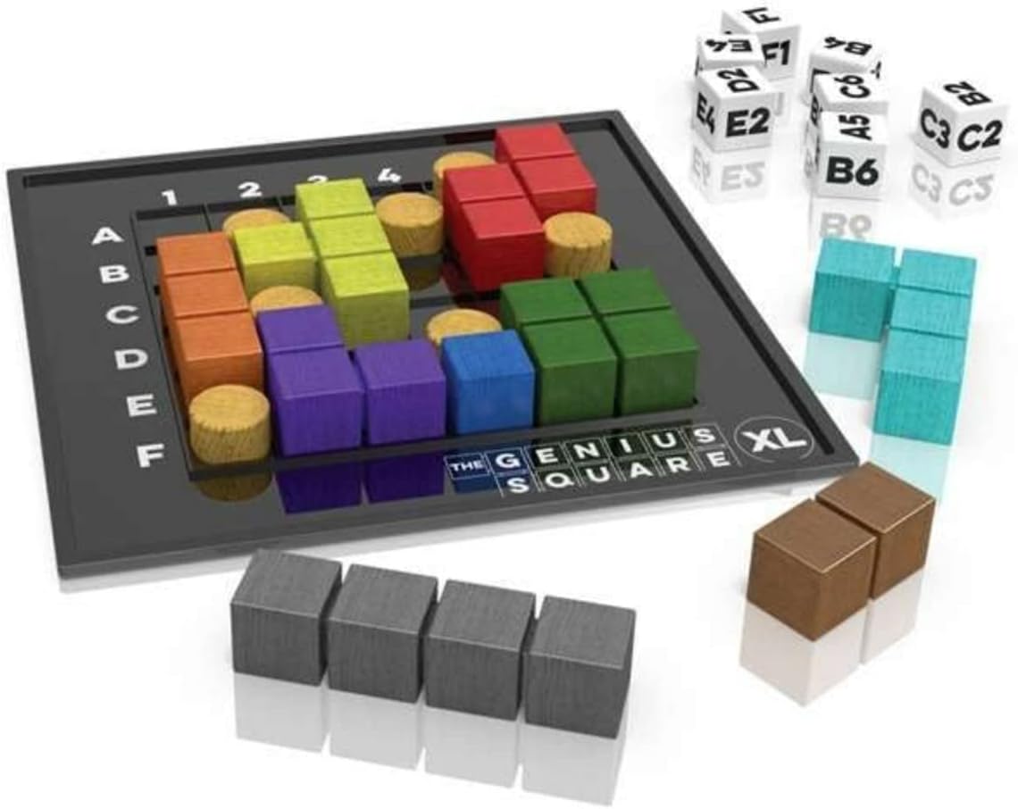 The Happy Puzzle Company The Genius Square XL Game - Over 62,000 Puzzle Challenges for a Family Board Game Night - Logic STEM Educational Learning Resources - Adults & Kids Smart Games Ages 6+