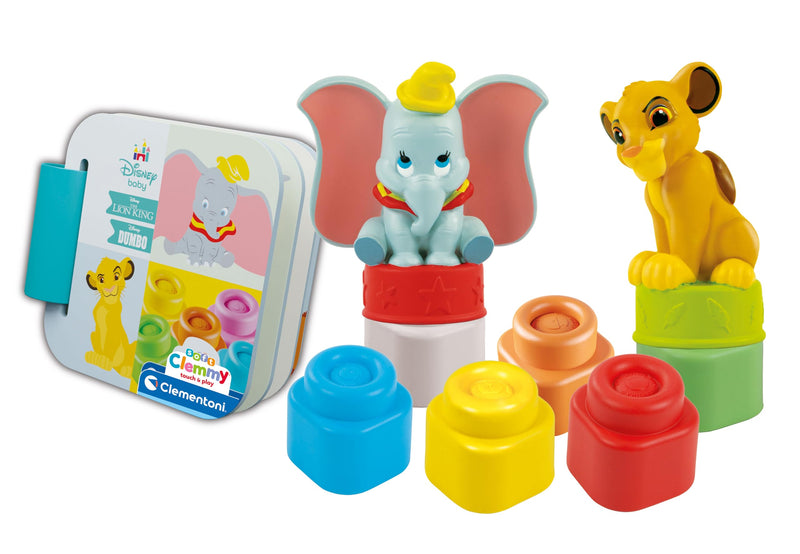 Clementoni Soft Clemmy-Clásicos, Ladrillos De Construcción, Bloques Blanditos Y Dos Personajes Disney, 100% Lavables, Juguete 10 Meses, Made In Italy (17817)