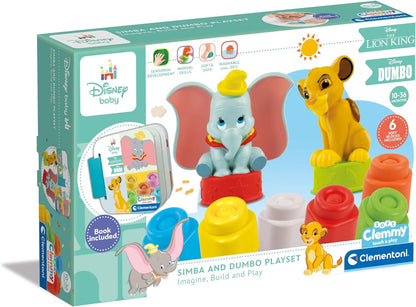Clementoni Soft Clemmy-Clásicos, Ladrillos De Construcción, Bloques Blanditos Y Dos Personajes Disney, 100% Lavables, Juguete 10 Meses, Made In Italy (17817)