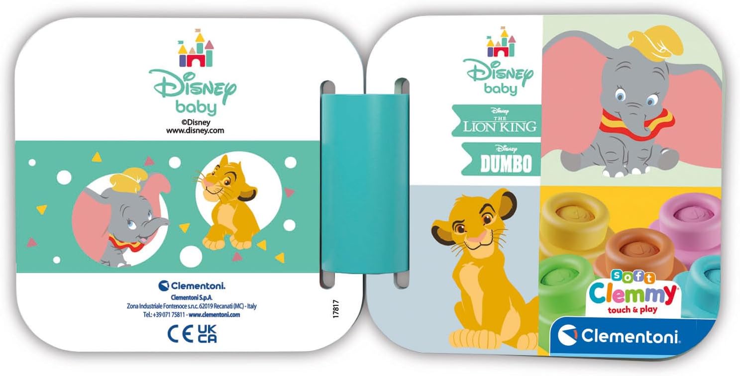 Clementoni Soft Clemmy-Clásicos, Ladrillos De Construcción, Bloques Blanditos Y Dos Personajes Disney, 100% Lavables, Juguete 10 Meses, Made In Italy (17817)