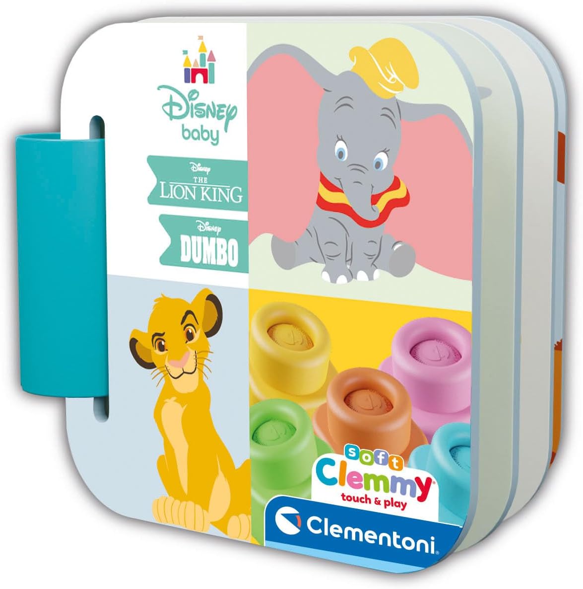 Clementoni Soft Clemmy-Clásicos, Ladrillos De Construcción, Bloques Blanditos Y Dos Personajes Disney, 100% Lavables, Juguete 10 Meses, Made In Italy (17817)
