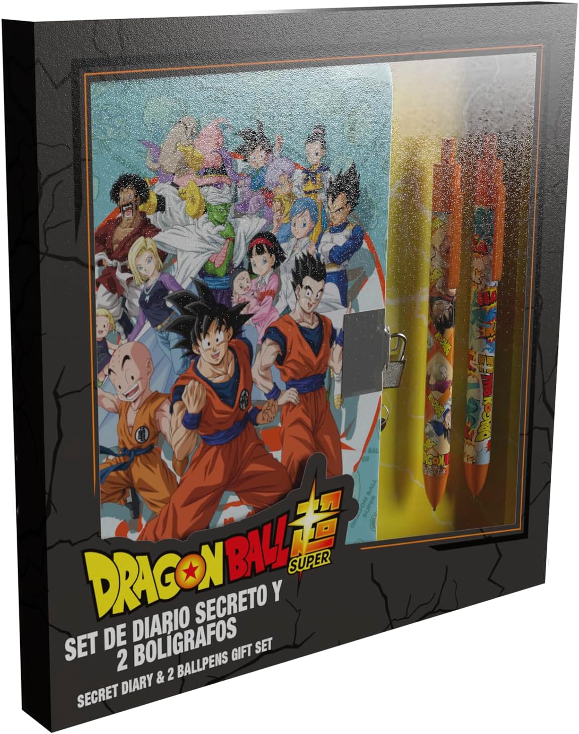 Dragon Ball-Set Gift Journal and Pens, Gift Box, Writing Set, Journal with Lock, Multicoloured, Official Product (CyP Brands), multicoloured, Estandar, Dragon Ball Daily Set and 2 Pens, multicoloured,