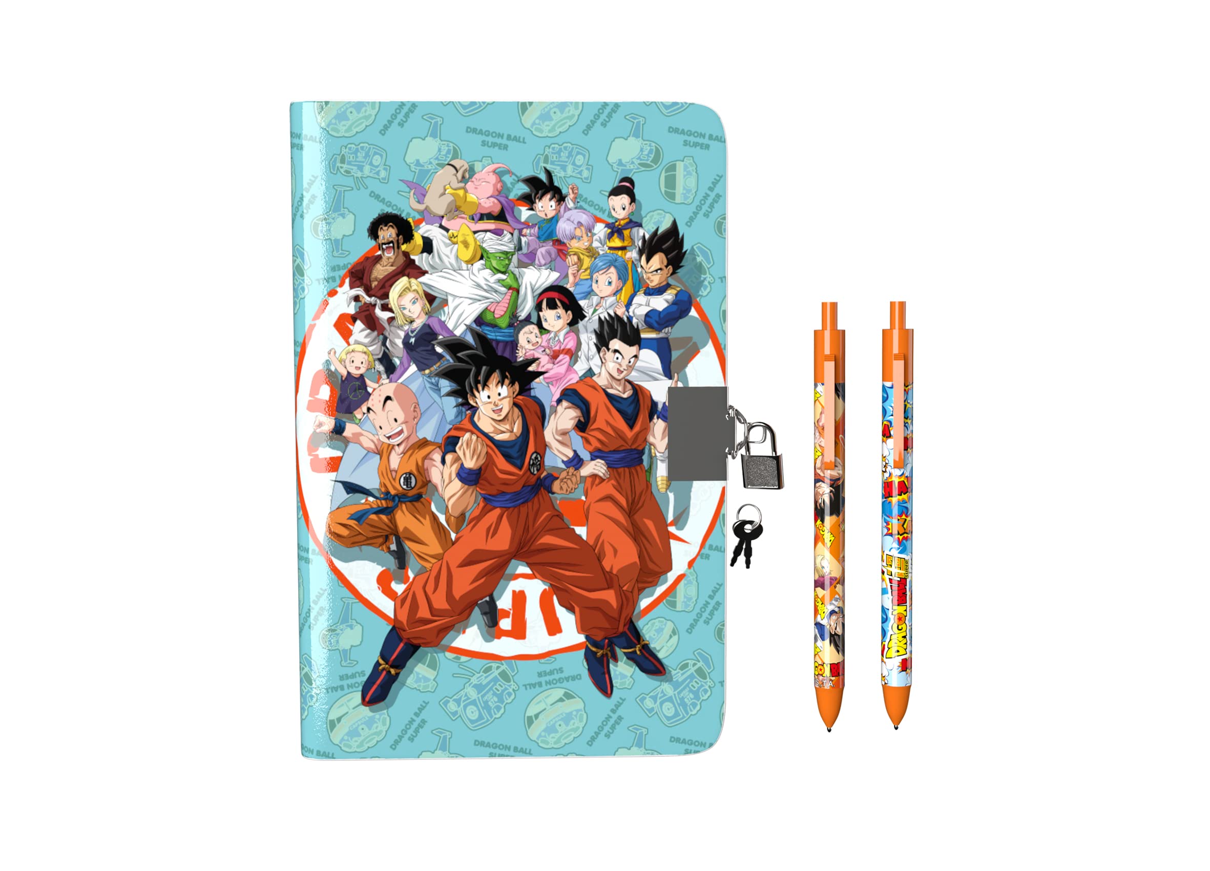 Dragon Ball-Set Gift Journal and Pens, Gift Box, Writing Set, Journal with Lock, Multicoloured, Official Product (CyP Brands), multicoloured, Estandar, Dragon Ball Daily Set and 2 Pens, multicoloured,