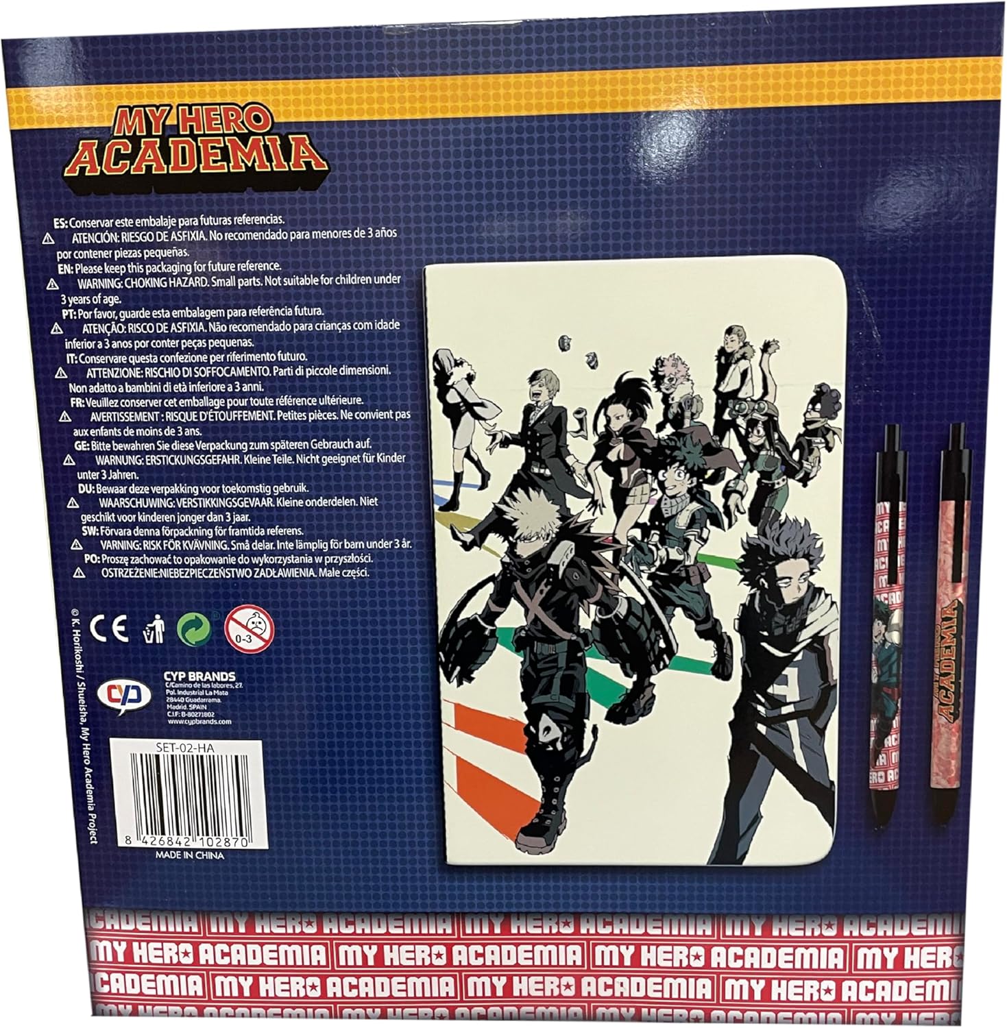 CyP Brands- My Hero Academia- Caja Regalo con Diario y 2 bolígrafos, Diarios, Bolígrafos, Material de Escritura, Multicolor, Producto Oficial