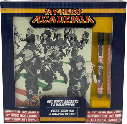 CyP Brands- My Hero Academia- Caja Regalo con Diario y 2 bolígrafos, Diarios, Bolígrafos, Material de Escritura, Multicolor, Producto Oficial