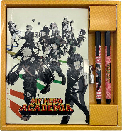 CyP Brands- My Hero Academia- Caja Regalo con Diario y 2 bolígrafos, Diarios, Bolígrafos, Material de Escritura, Multicolor, Producto Oficial