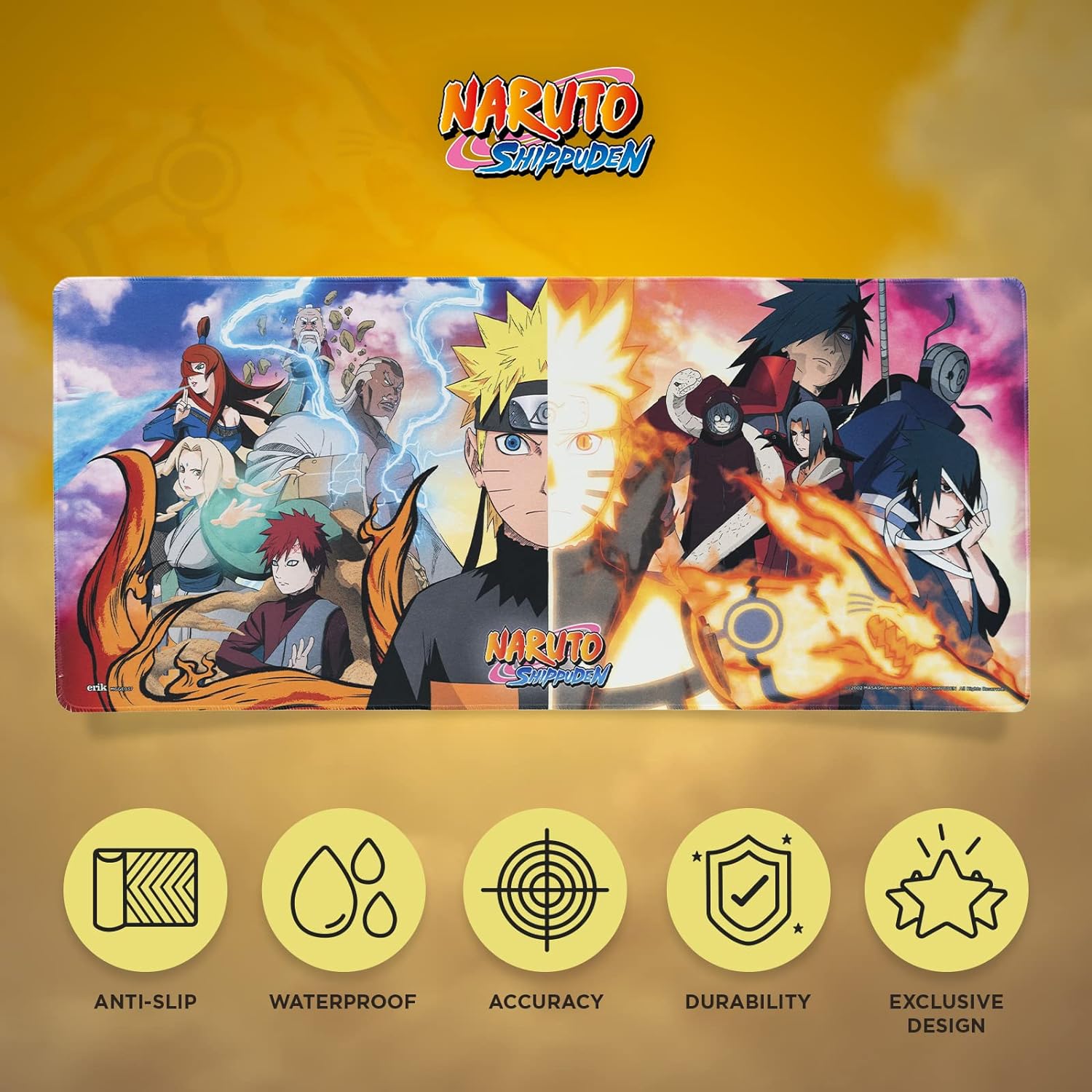 Grupo Erik Naruto XXL Mouse Mat - Desk Pad - 31.5" x 13.78" Non-Slip Rubber Base Mouse Pad, Gaming Mouse Pad, Keyboard Mouse Mat - Naruto Gifts