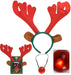 Carousel Home and Gifts 2 Piece Rudolph Reindeer Antlers Headband With Flashing Nose Festive Party Christmas Set