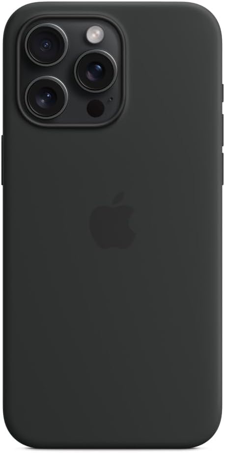 Apple - Back Cover For Mobile Phone - Magsafe Compatibility - Silicone - Black - For Iphone 15 Pro Max