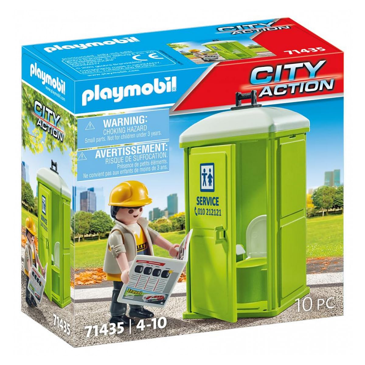 Playmobil 71435 City Life Portable Toilet, City Cleaner Educational Toy, Imaginative Role-Play, PlaySets Suitable for Children Ages 4+
