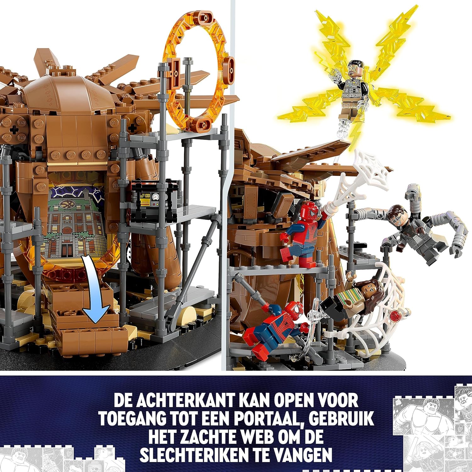 LEGO | Marvel La Battaglia Finale di Spider-Man, Ricrea la Scena di Spider-Man: No Way Home con 3 Peter Parker e le Minifigure di Sandman, Doctor Strange, Green Goblin, Electro, Ned e MJ 76261
