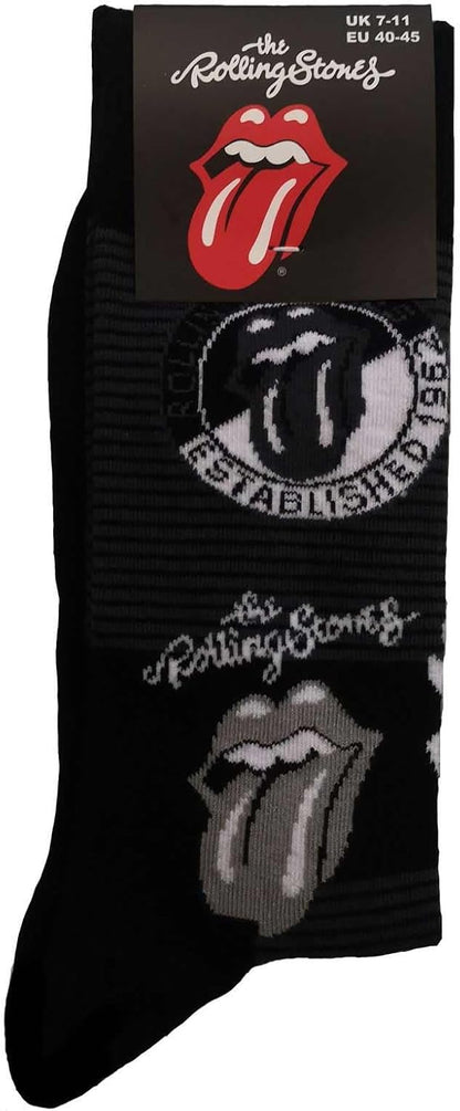The Rolling Stones Rolling Stones Mono Logos 7/11 TRS Socks Black 10x20cm
