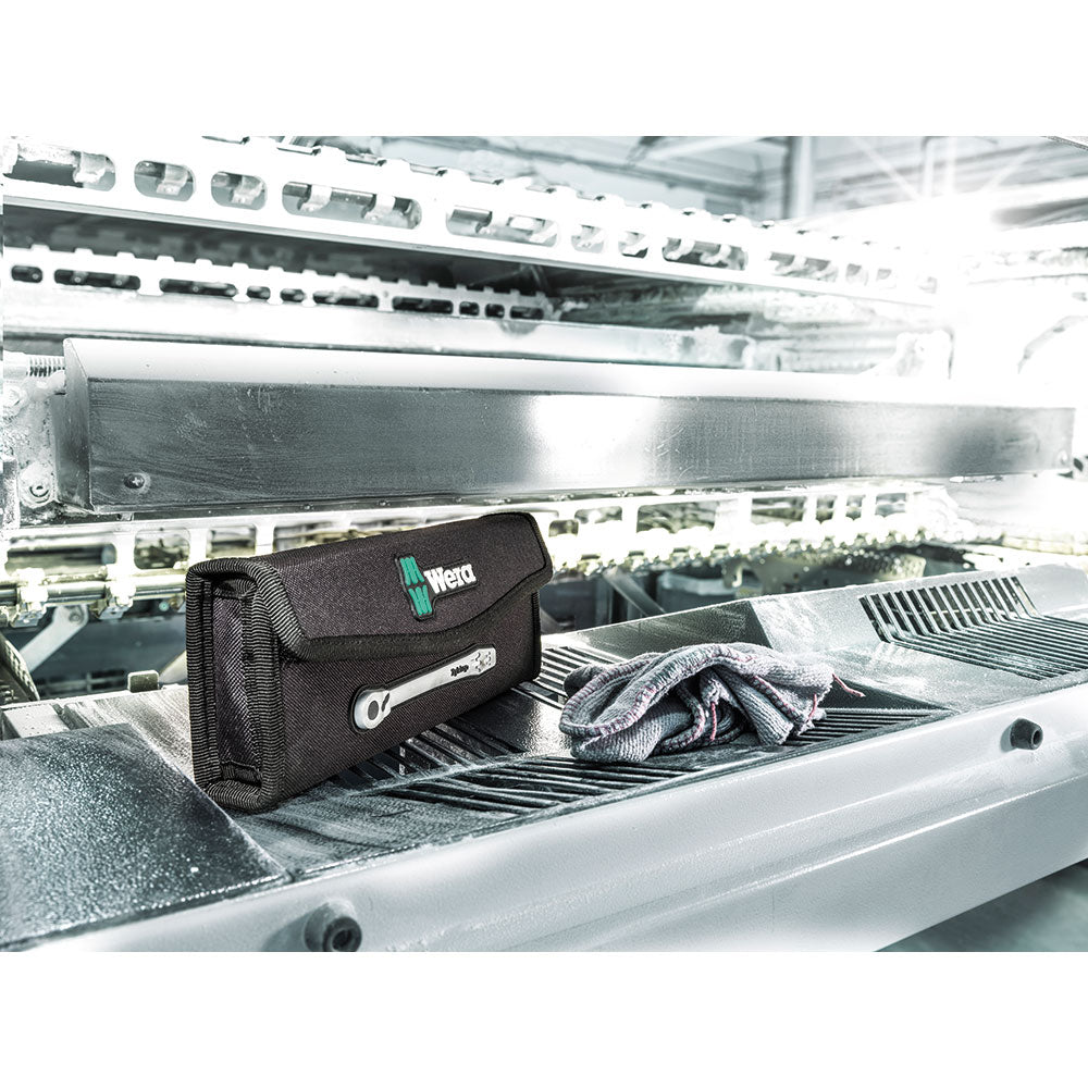 Wera 05004018001 8100 SA 8 Zyklop Metal Ratchet Set with Switch Lever, 1/4" Drive, Metric 28 Pieces & Compact Tool Set Kraftform 20" with Pouch, SL/PH/PZ, 7 Pieces