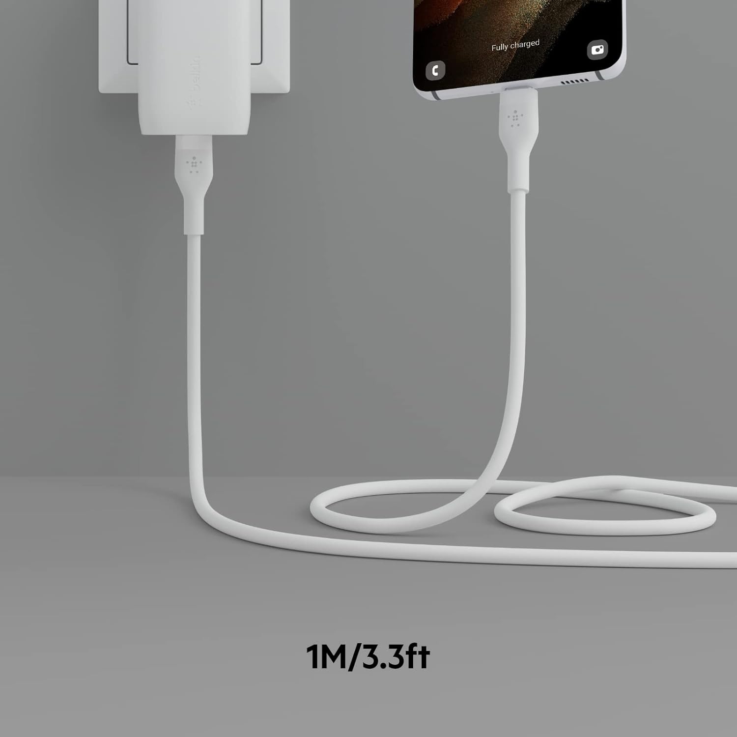 Belkin BoostCharge Flex cable USB-C de silicona, carga rápida USB tipo C Power Delivery, certificación USB-IF para iPhone 16 y 15, MacBook, iPad, Galaxy S24 y otros, 1 m, paquete de 2, negro/blanco