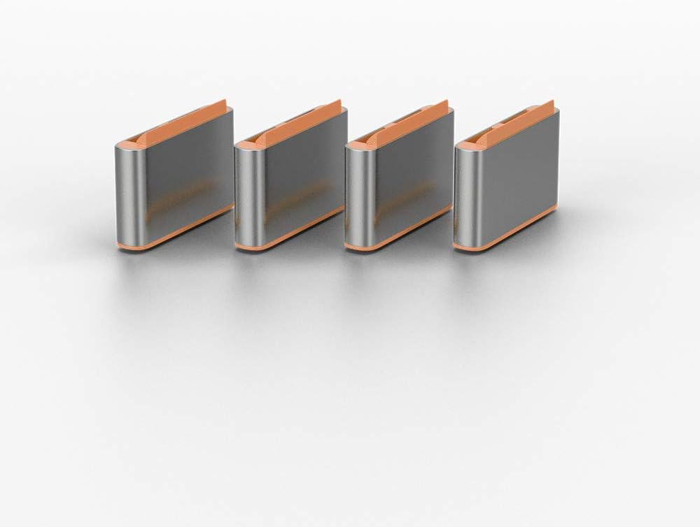 LINDY 40428 USB Type C Port Blocker Key, Orange - Pack of 4