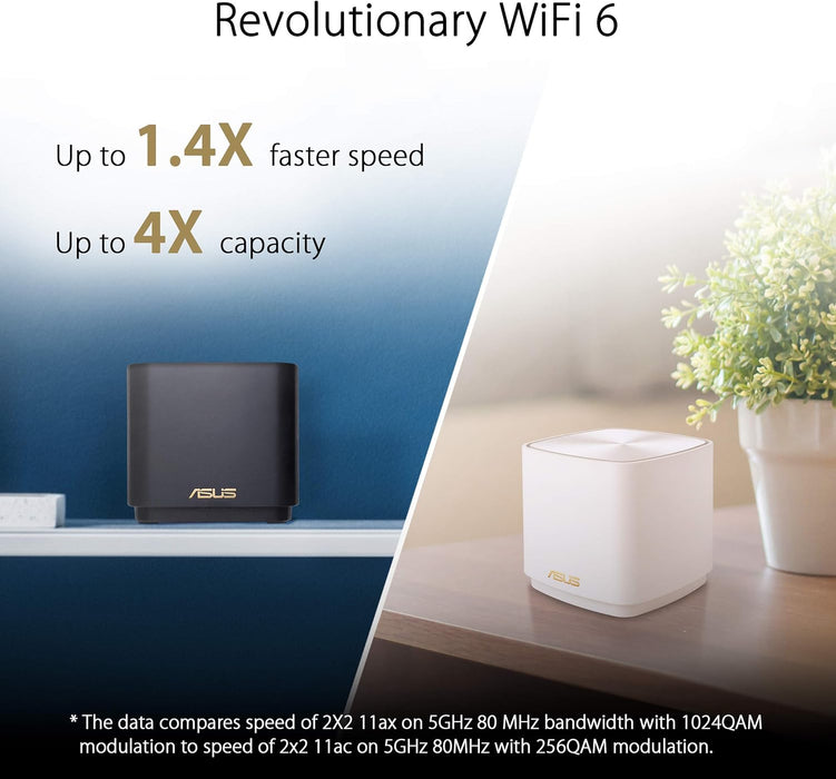 ZenWifi XD4 plus 1 pk black AX1800 Whole-Home Dual-band Mesh WiFi 6 System 1 pack Life-time free network security, parental controls, MU-MIMO support, Traditional QoS